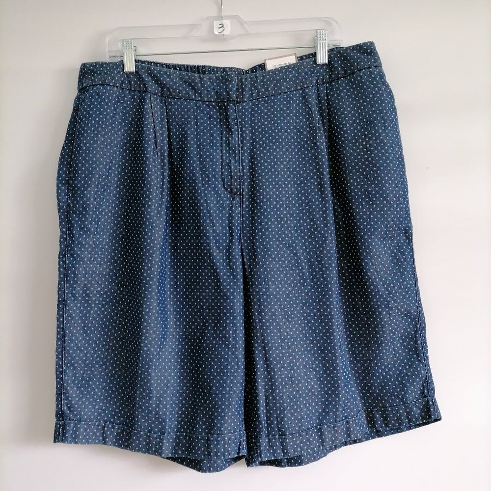 Chico's Navy Blue Polka Dot Bermuda Shorts